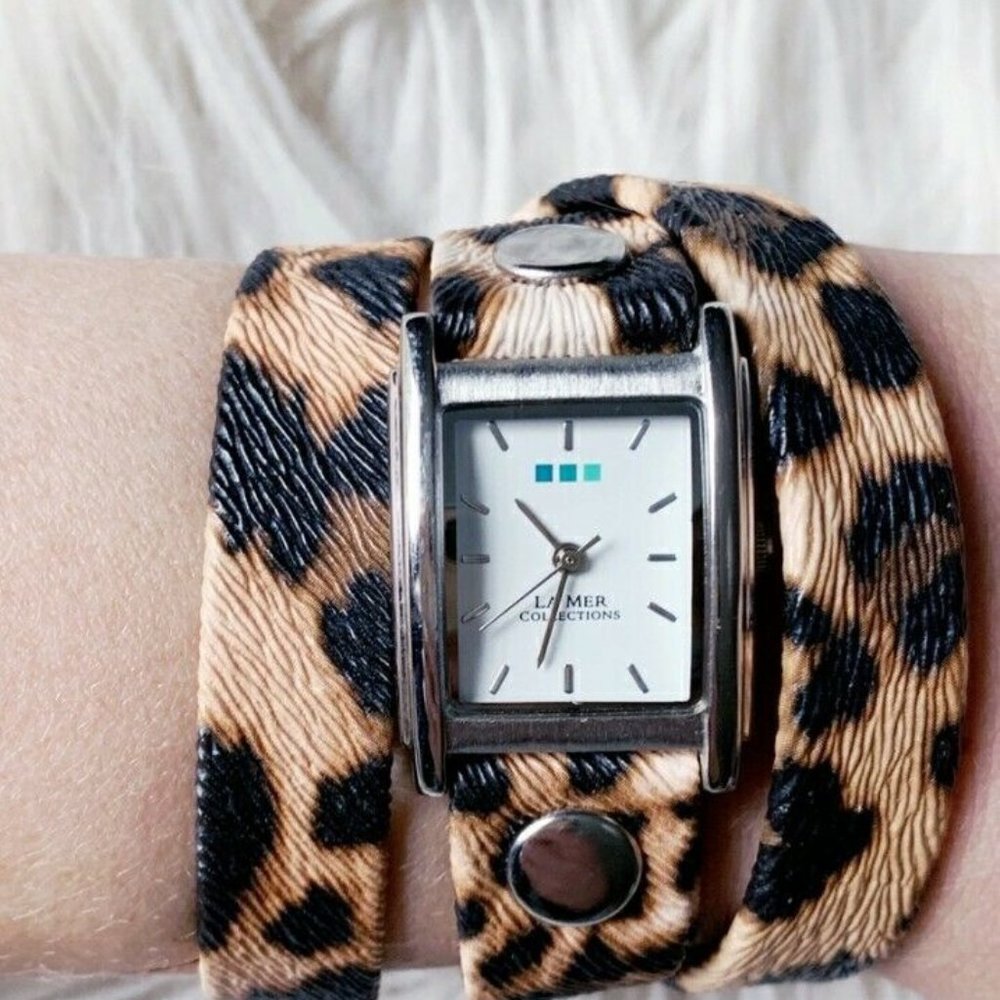 LA MER Collections Leopard Print Wrap Watch